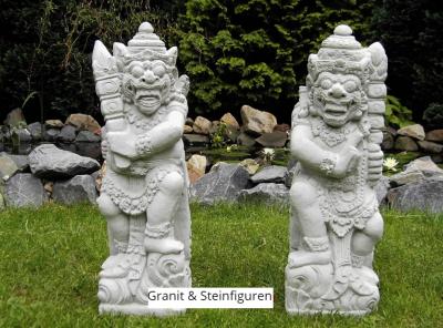 Steinfigur Bali Tempelkrieger Krieger Skulptur zwei St&uuml;ck 
