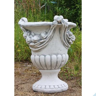 Gro&szlig;e Amphore aus Steinguss mit romantischem Rosenmotiv